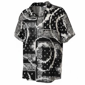 thisisneverthat Bandana Shirt Mens M Black White Paisley Button Down